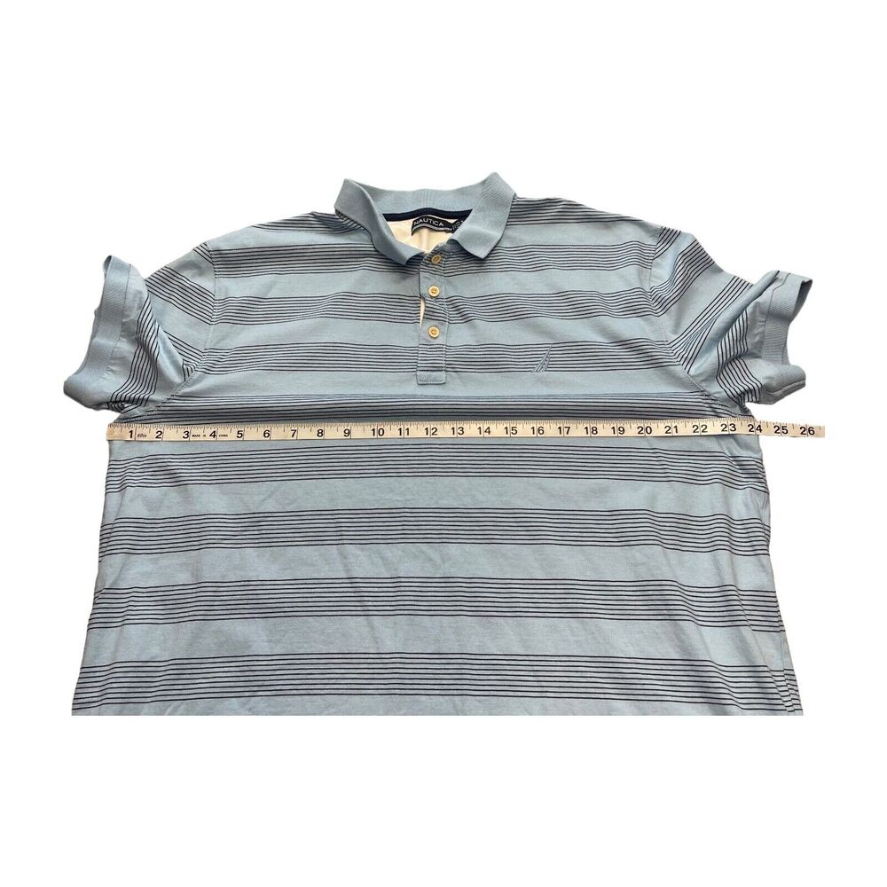Nautica Polo Shirt Mens XL Blue Black Striped 100% Cotton Golf Collared Pullover - Picture 4 of 9